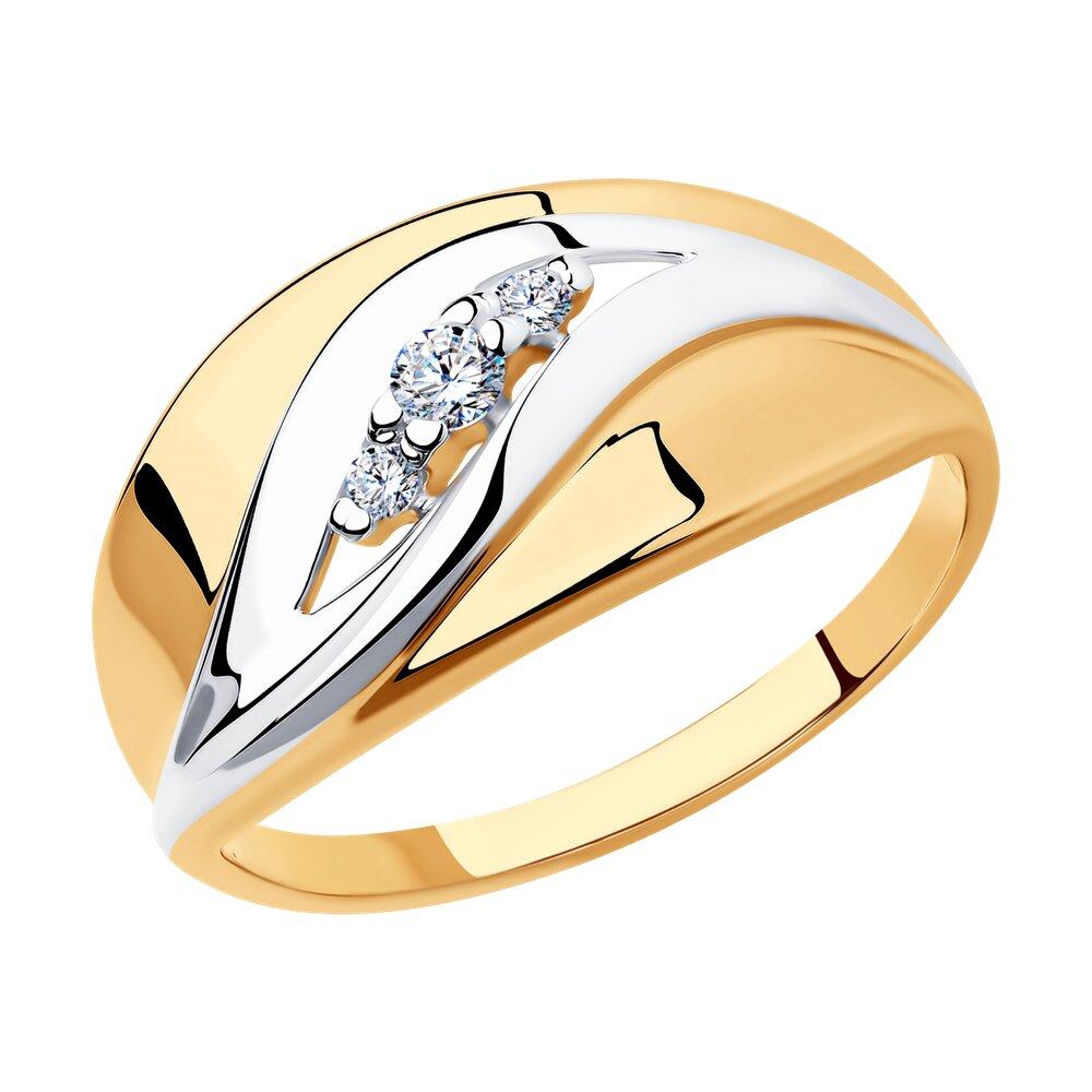 Кольцо из золочёного серебра с фианитами - видео на модели