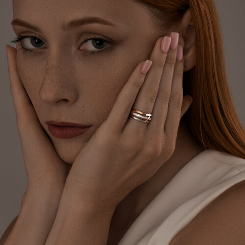 Кольцо из золочёного серебра с фианитами из серебро — вид 4