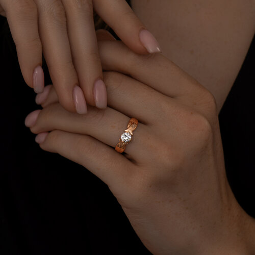 Кольцо из золочёного серебра с фианитом из серебро — вид 3