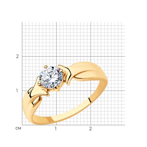 Кольцо из золочёного серебра с фианитом из серебро — вид 5