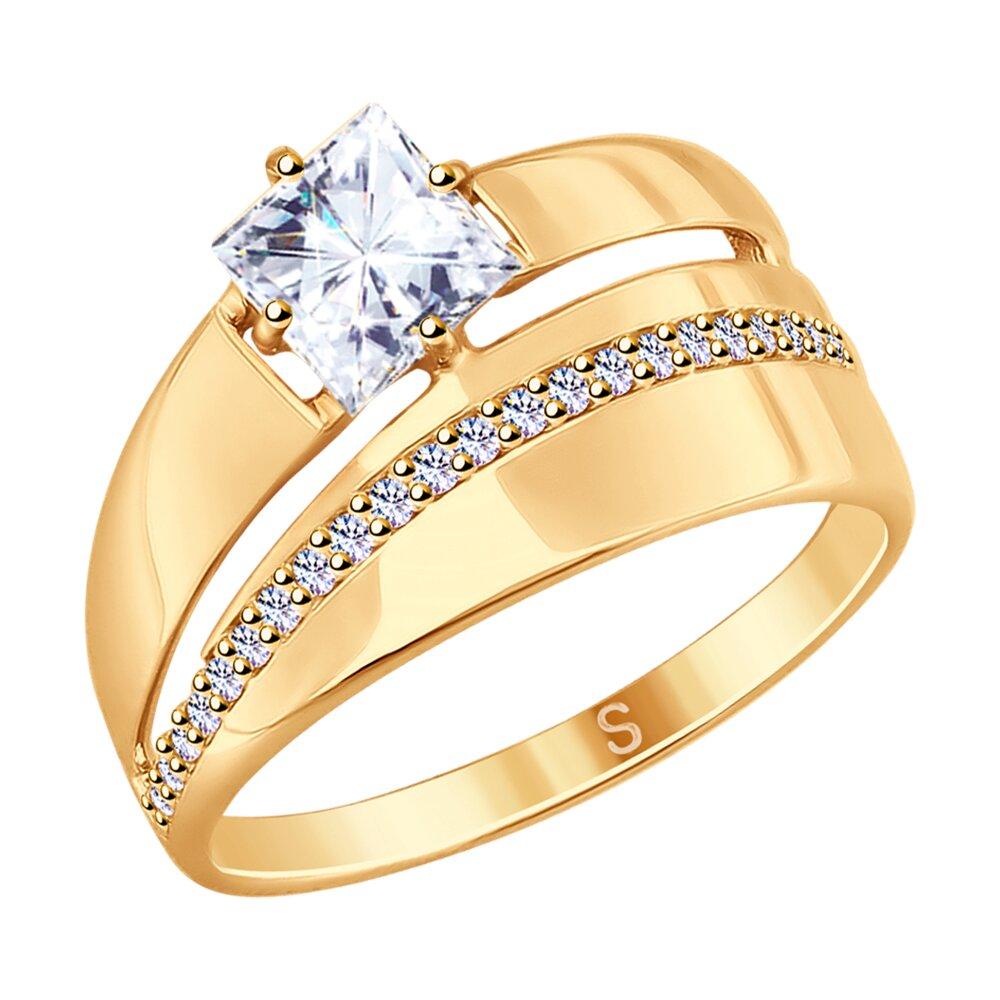 Кольцо из золочёного серебра с фианитами - видео на модели