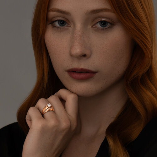 Кольцо из золочёного серебра с фианитами из серебро — вид 3