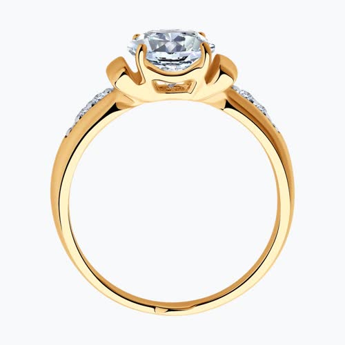 Кольцо из золочёного серебра с фианитами из серебро — вид 2