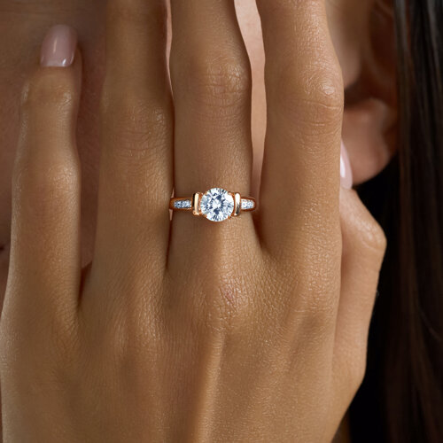 Кольцо из золочёного серебра с фианитами из серебро — вид 3