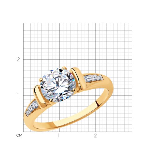 Кольцо из золочёного серебра с фианитами из серебро — вид 5