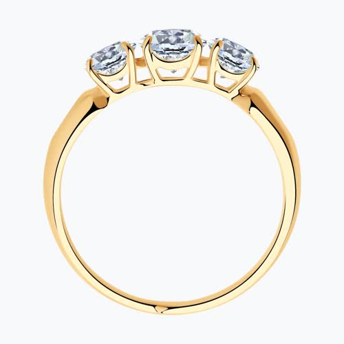 Кольцо из золочёного серебра с фианитами из серебро — вид 3