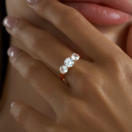 Кольцо из золочёного серебра с фианитами из серебро — вид 4