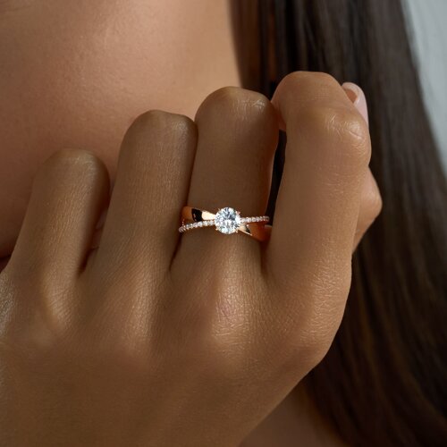 Кольцо из золочёного серебра с фианитами из серебро — вид 2