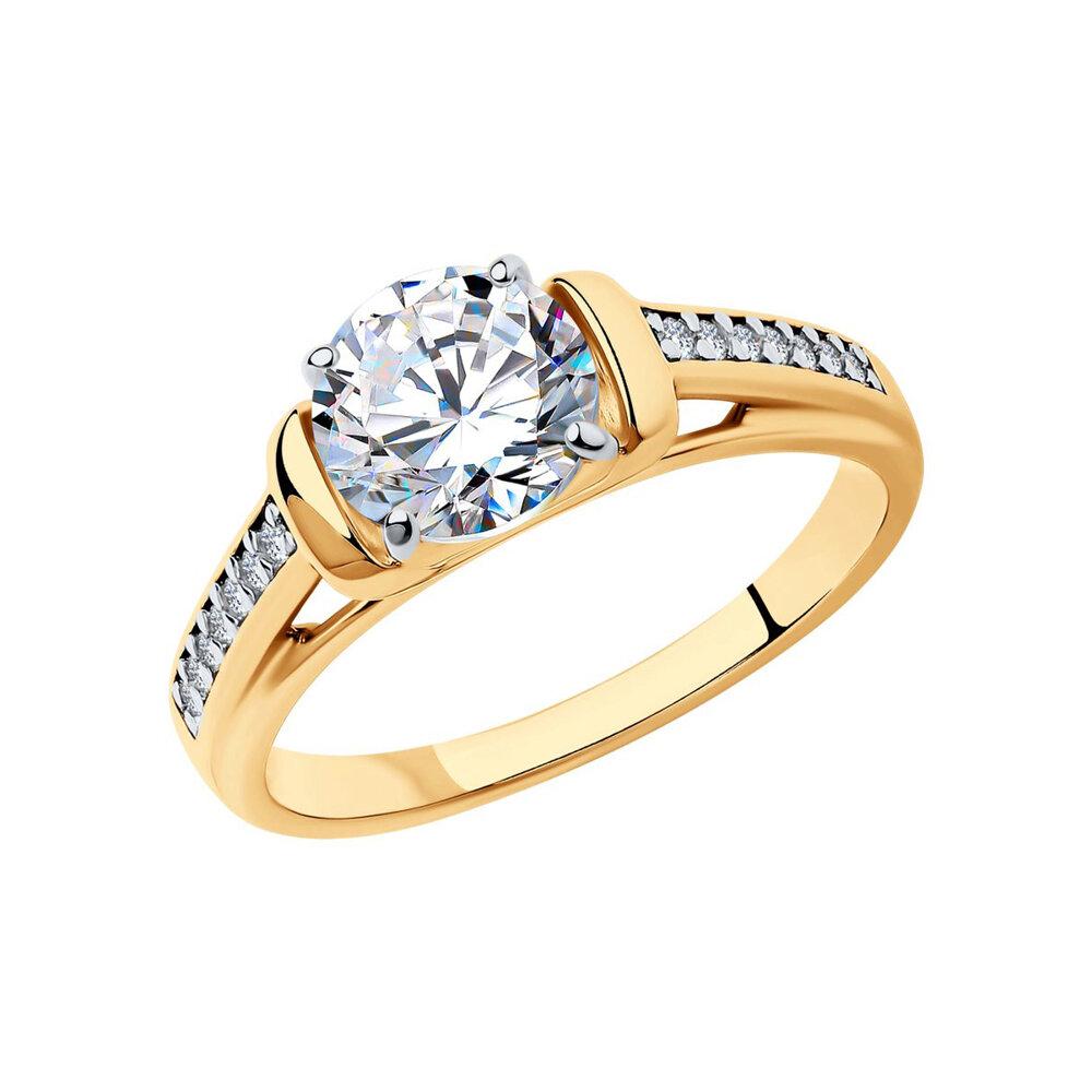 Кольцо из золочёного серебра с фианитами - видео на модели