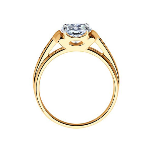 Кольцо из золочёного серебра с фианитами из серебро — вид 2