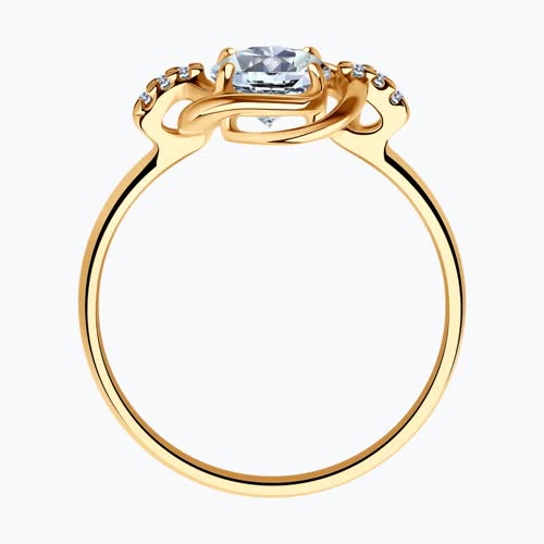 Кольцо из золочёного серебра с фианитами из серебро — вид 2