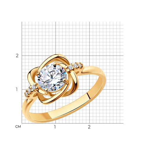 Кольцо из золочёного серебра с фианитами из серебро — вид 5