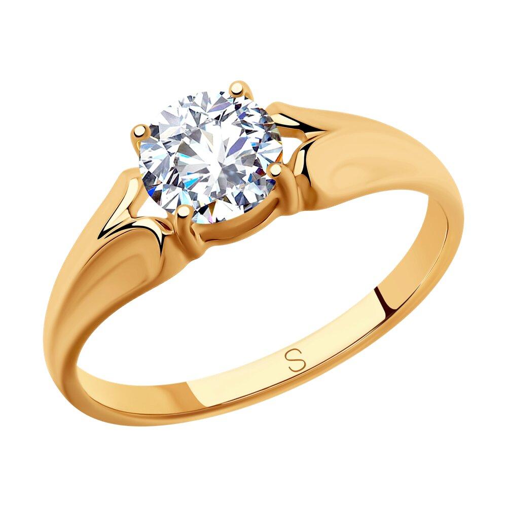 Кольцо из золочёного серебра с фианитом - видео на модели