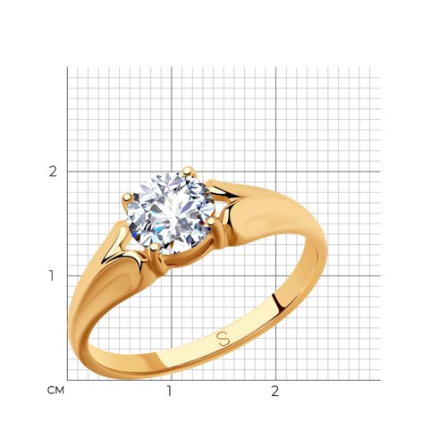 Кольцо из золочёного серебра с фианитом из серебро — вид 5