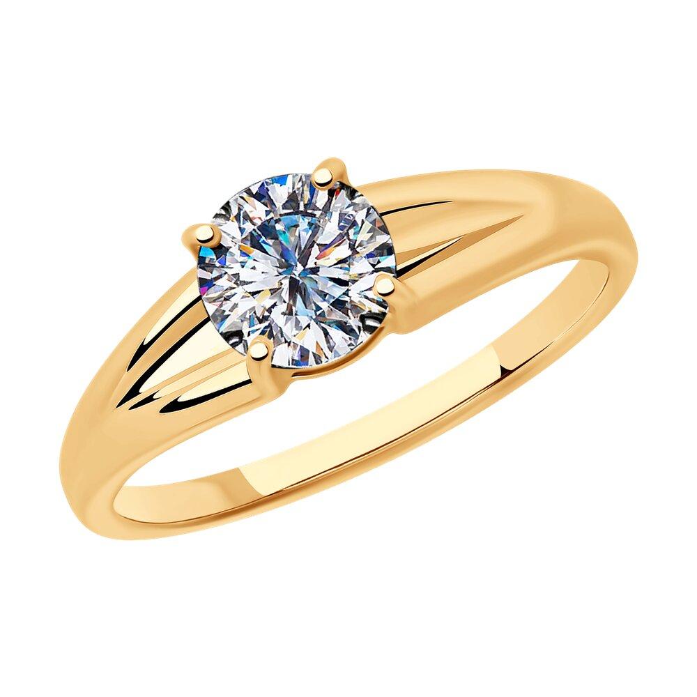 Кольцо из золочёного серебра с фианитом - видео на модели