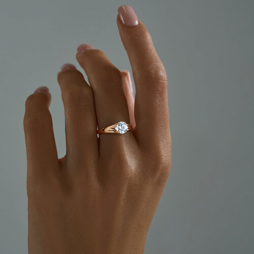 Кольцо из золочёного серебра с фианитом из серебро — вид 6