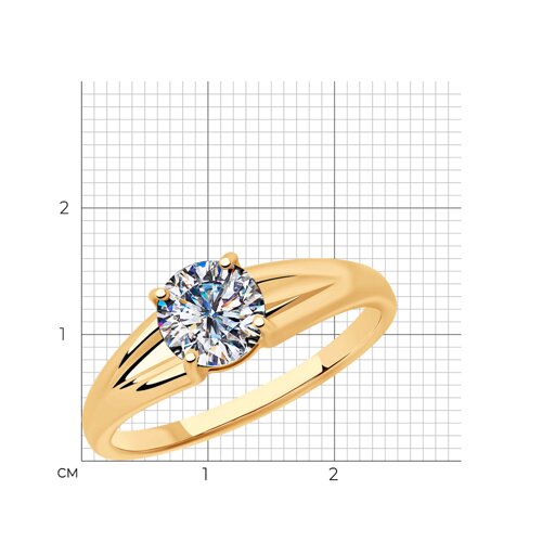 Кольцо из золочёного серебра с фианитом из серебро — вид 8