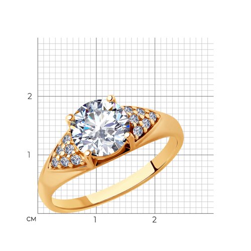 Кольцо из золочёного серебра с фианитами из серебро — вид 6