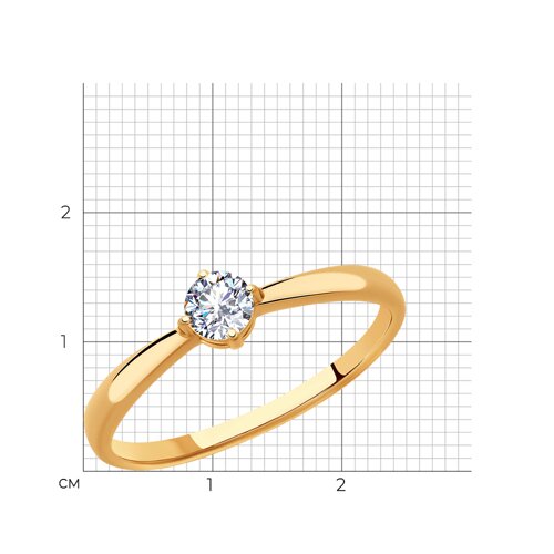 Кольцо из золочёного серебра с фианитом из серебро — вид 4