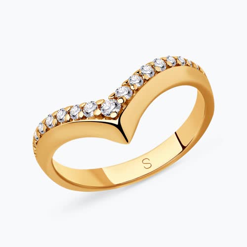 Кольцо из золочёного серебра с фианитами из серебро