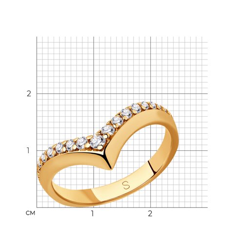 Кольцо из золочёного серебра с фианитами из серебро — вид 2
