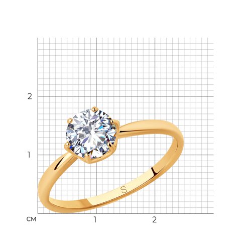 Кольцо из золочёного серебра с фианитом из серебро — вид 4