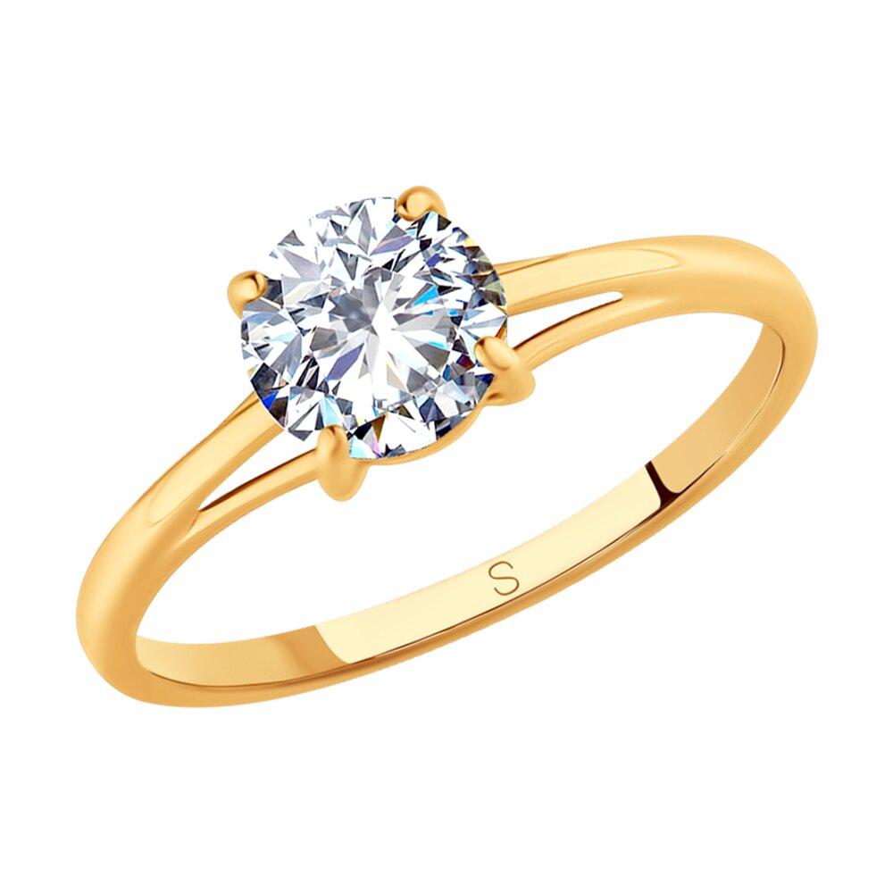 Кольцо из золочёного серебра с фианитом - видео на модели