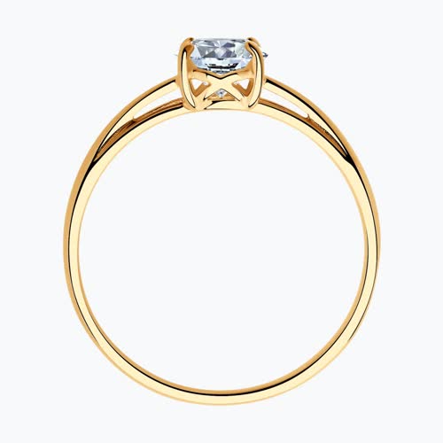 Кольцо из золочёного серебра с фианитом из серебро — вид 2