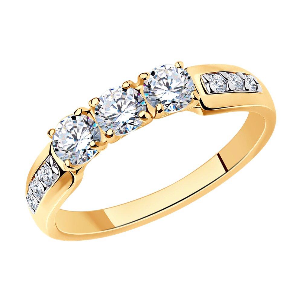 Кольцо из золочёного серебра с фианитами - видео на модели