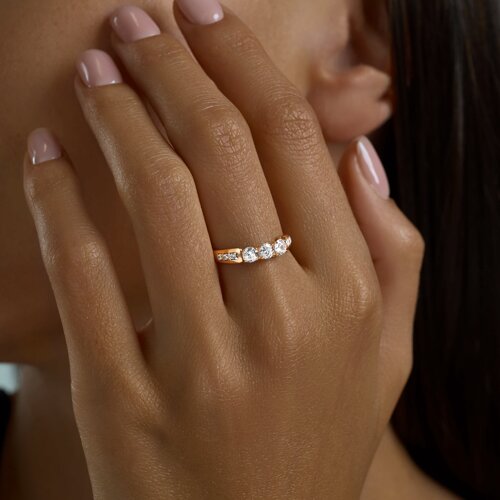 Кольцо из золочёного серебра с фианитами из серебро — вид 4