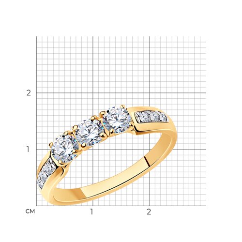 Кольцо из золочёного серебра с фианитами из серебро — вид 6