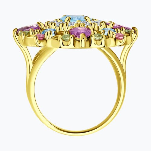 Кольцо из золочёного серебра с фианитами из серебро — вид 2