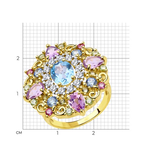 Кольцо из золочёного серебра с фианитами из серебро — вид 5