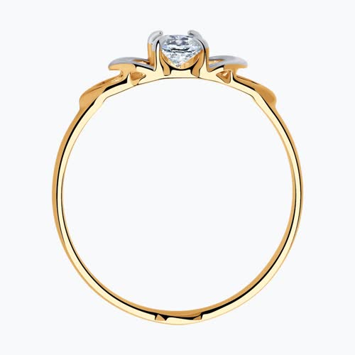 Кольцо из золочёного серебра с фианитом из серебро — вид 3