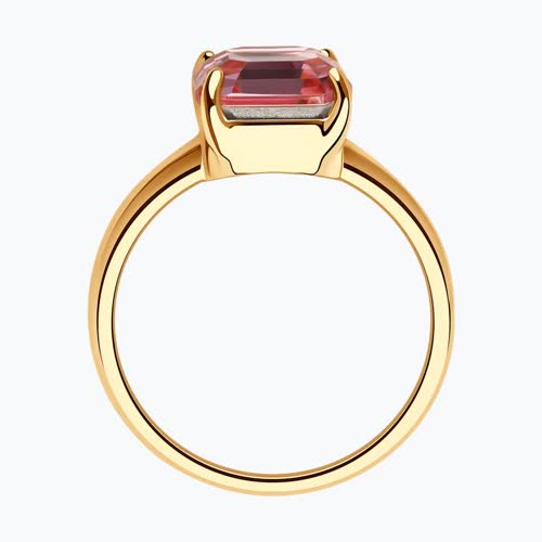 Кольцо из золочёного серебра с кристаллом из серебро — вид 2