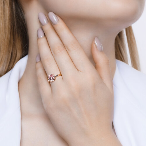 Кольцо из золочёного серебра с кристаллом из серебро — вид 4