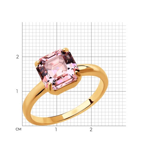 Кольцо из золочёного серебра с кристаллом из серебро — вид 8