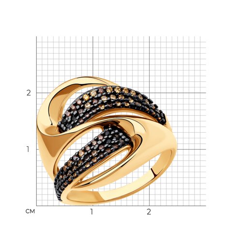 Кольцо из золочёного серебра с фианитами из серебро — вид 5