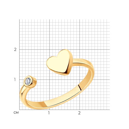 Кольцо из золочёного серебра с фианитом из серебро — вид 3