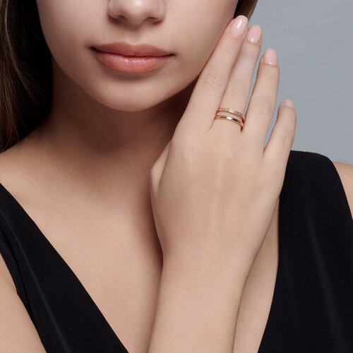 Кольцо на фалангу из золочёного серебра из золочение розовое — вид 2