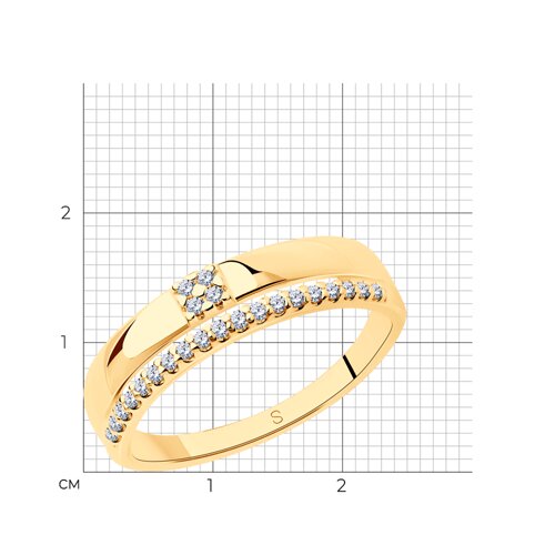 Кольцо из золочёного серебра с фианитами из серебро — вид 6