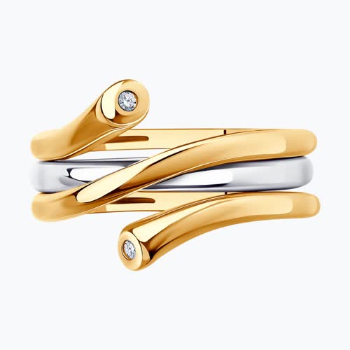 Кольцо из золочёного серебра с фианитами из серебро — вид 2