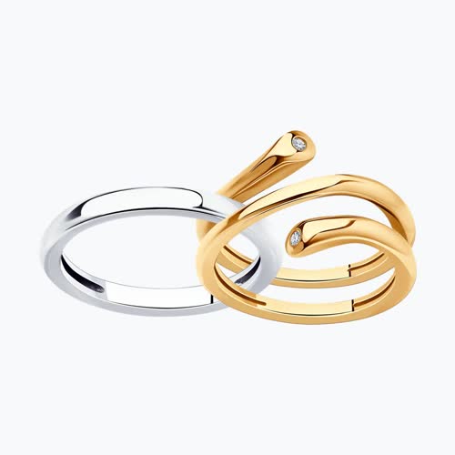 Кольцо из золочёного серебра с фианитами из серебро — вид 3