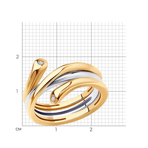 Кольцо из золочёного серебра с фианитами из серебро — вид 7