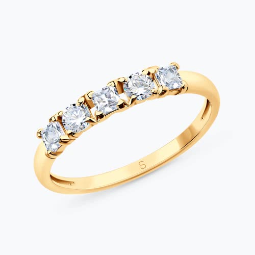 Кольцо из золочёного серебра с фианитами - видео на модели