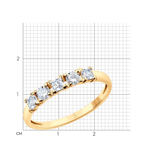 Кольцо из золочёного серебра с фианитами из серебро — вид 5