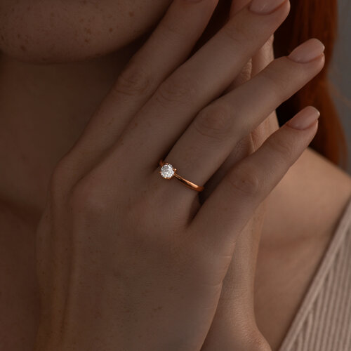 Кольцо из золочёного серебра с фианитом из серебро — вид 3