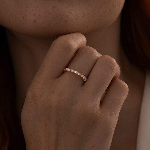 Кольцо из золочёного серебра с фианитами из серебро — вид 3