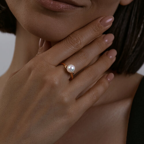 Кольцо из золочёного серебра с жемчугом из серебро — вид 3