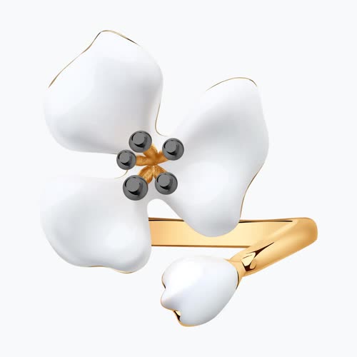 Кольцо из золочёного серебра с эмалью из серебро — вид 2